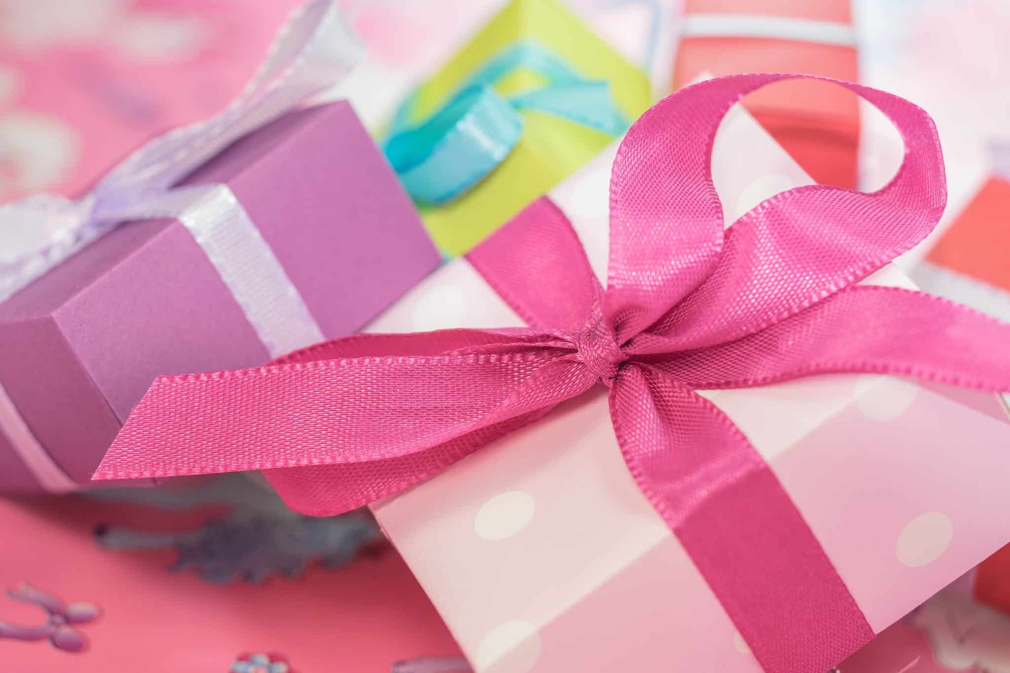 Pink and White Present; birthday gifts